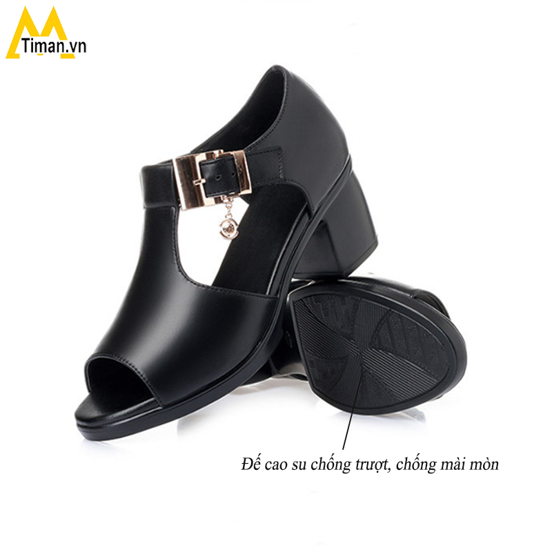 Giày cao gót nữ mũi nhọn đế vuông cao 4 phân màu trắng thiết kế nơ đính đá bít mũi bảo hành 1 năm VF122 TIMAN