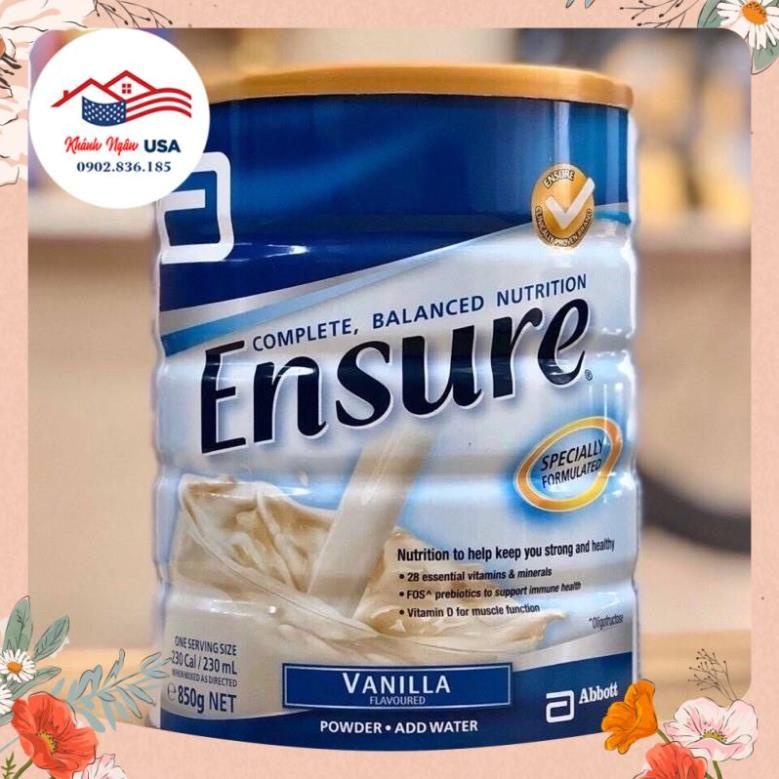 Hàng Úc Chính Hãng-Sữa bột Ensure Úc, Sữa bột Ensure abbott hương vanila 850g của Australia