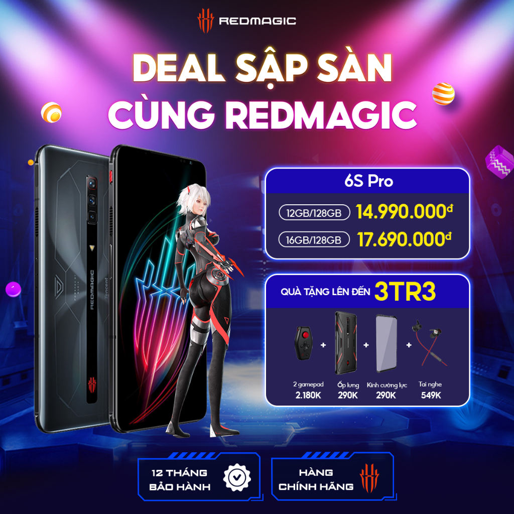 Điện thoại Gaming Nubia Redmagic 6S Pro 5G - Snapdragon 888 Plus - MH AMOLED 165Hz 6.8" - Pin 5050mAh sạc nhanh 30W