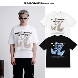 ÁO THUN BUTTERFLY EFFECT SAGONIZ, áo unisex chất liệu cotton co giãn 2 chiều thấm hút mồ hôi