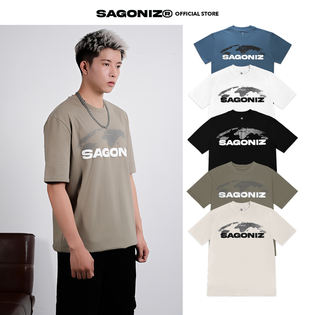 Áo Thun WORLD TEE SAGONIZ chất vải cotton, thấm hút mồ hôi, thoáng mát, trẻ trung năng động Cổ tròn Cotton