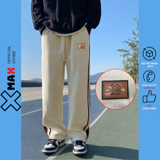 Quần thể thao nhung tăm ống rộng Unisex XMAX Quần dài suông dày cạp chun thời trang thu đông B093