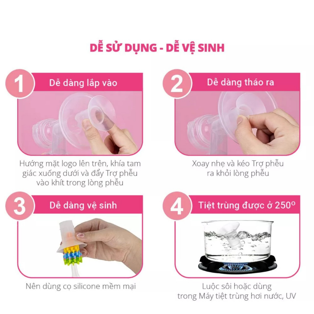 Đệm giảm Size, hạ size 13/15/17/18/19/20/21/22/24mm Tương Thích Tất Cả Phễu Của Máy Hút Sữa, Cup Rảnh Tay, Máy Cầm Tay