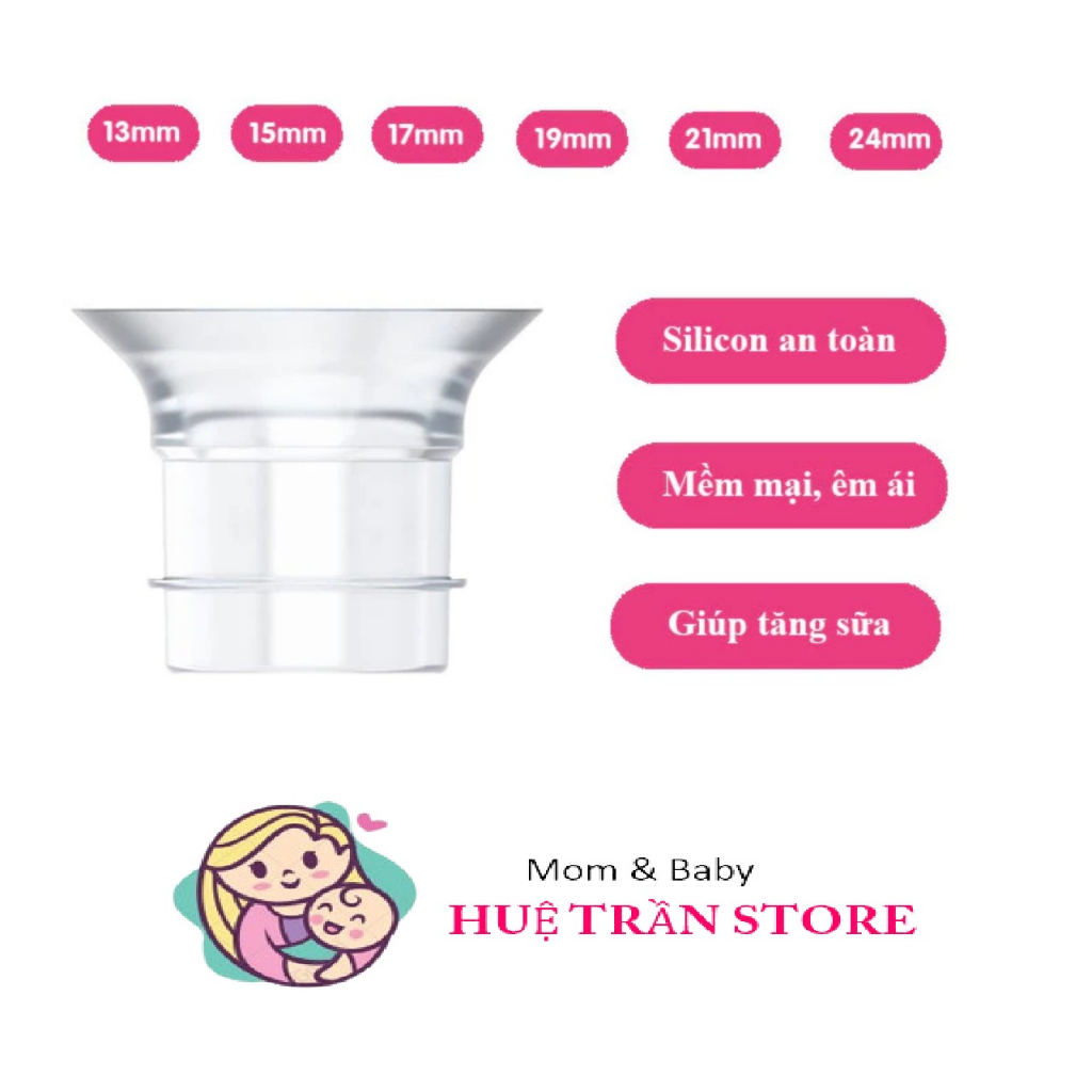 Đệm giảm Size, hạ size 13/15/17/18/19/20/21/22/24mm Tương Thích Tất Cả Phễu Của Máy Hút Sữa, Cup Rảnh Tay, Máy Cầm Tay