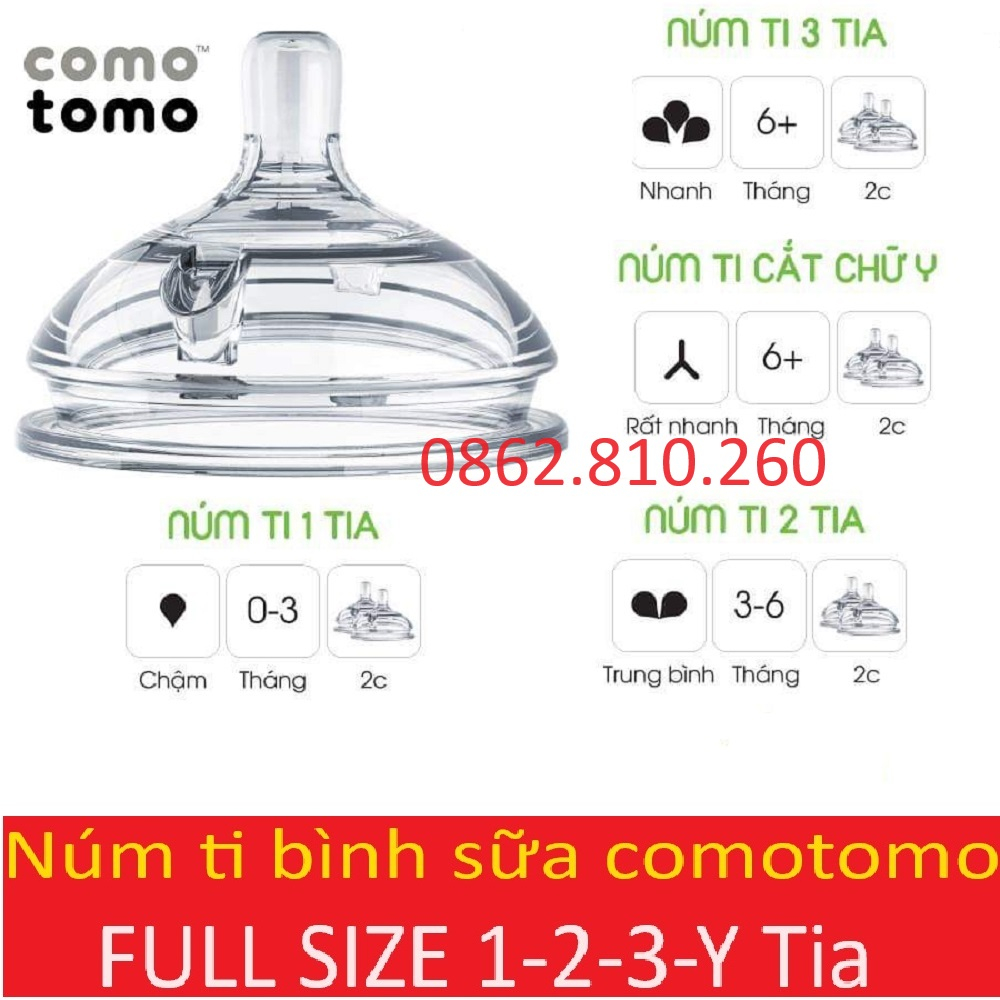 Núm ti thay thế bình sữa como tomo comotomo chất liệu silicon cao cấp