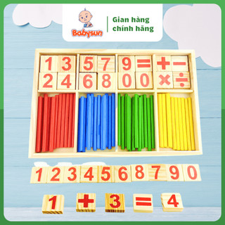 Bộ Que Tính Bằng Gỗ- Hộp Số Và Que Tính Cho Bé Học Toán