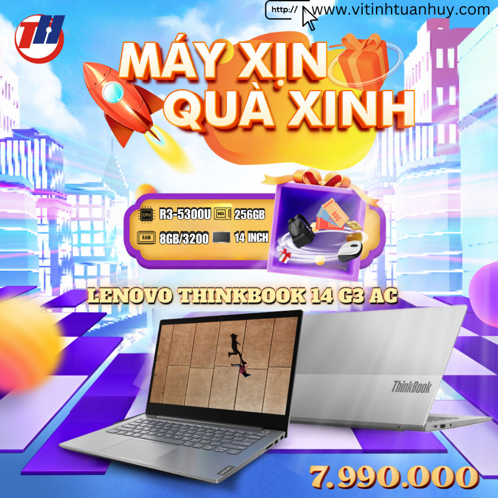 LAPTOP LENOVO THINKBOOK 14 G3 ACL R3-5300U/8G/SSD 256G