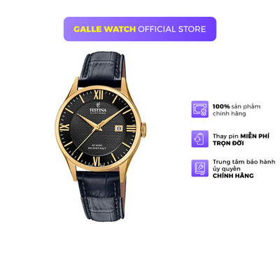 Đồng hồ nam dây da Festina F20010/4 chống nước 10 ATM có thể bơi lặn, có lịch ngày, mặt kính Sapphire chống xước cao cấp