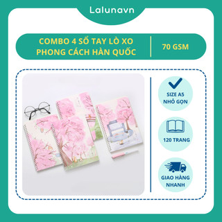 Combo 4 Sổ tay lò xo ghi chép học sinh A5 120 trang phong cách Hàn Lalunavn - B10