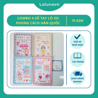 Combo 4 Sổ tay ghi chép học sinh lò xo theo chủ đề A5 120 giấy 70gsm phong cách Hàn Lalunavn - B10