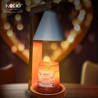 Bộ Đèn Đốt Điện + Nến Thơm Kodo Aromalite Không Khói, An Toàn Tuyệt Đối, Thiết Kế Đế Gỗ Sang Trọng
