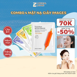 Combo 4 mặt nạ giấy dưỡng trắng da IMAGES mix 4 loại lô hội, việt quất, mật ong, cam đỏ mặt nạ nội địa Trung Zentop