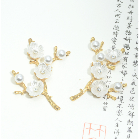 Cành ngọc  size 52*42mm, phụ kiện mạ vàng, nguyên liệu cổ trang, phụ kiện handmade
