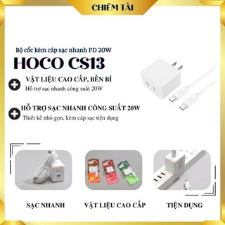 Bộ cốc kèm cáp sạc nhanh pd 20w hoco cs13