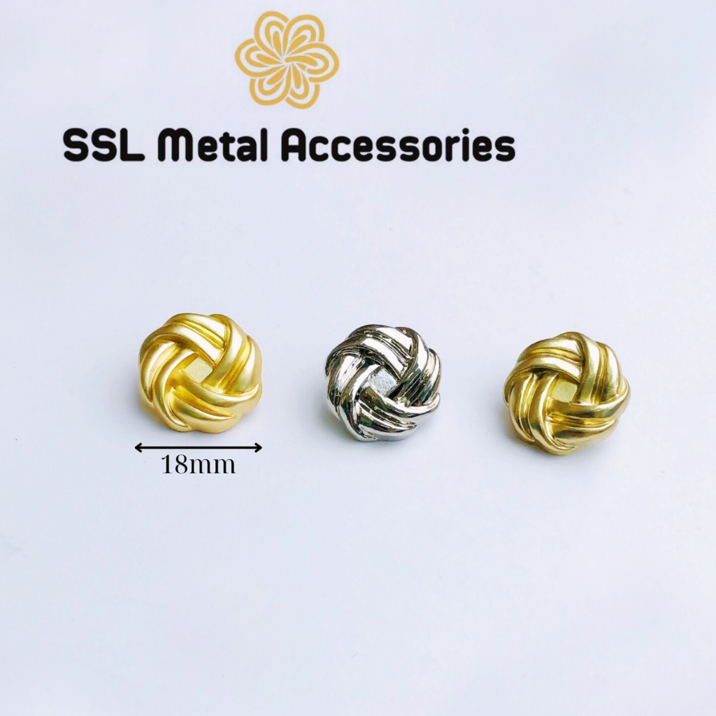 Nút áo cúc áo kim loại cao cấp sang trọng màu vàng dành cho áo thiết kế, váy đầm Alloy button JZL-426 18mm (1 nút)