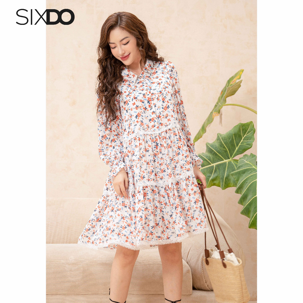 Đầm hoa babydoll SIXDO (Floral Midi Woven Dress)