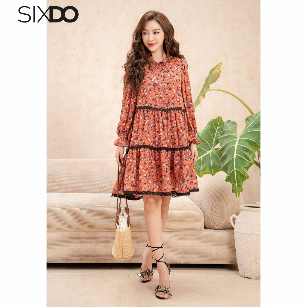 Đầm hoa babydoll SIXDO (Floral Midi Woven Dress)