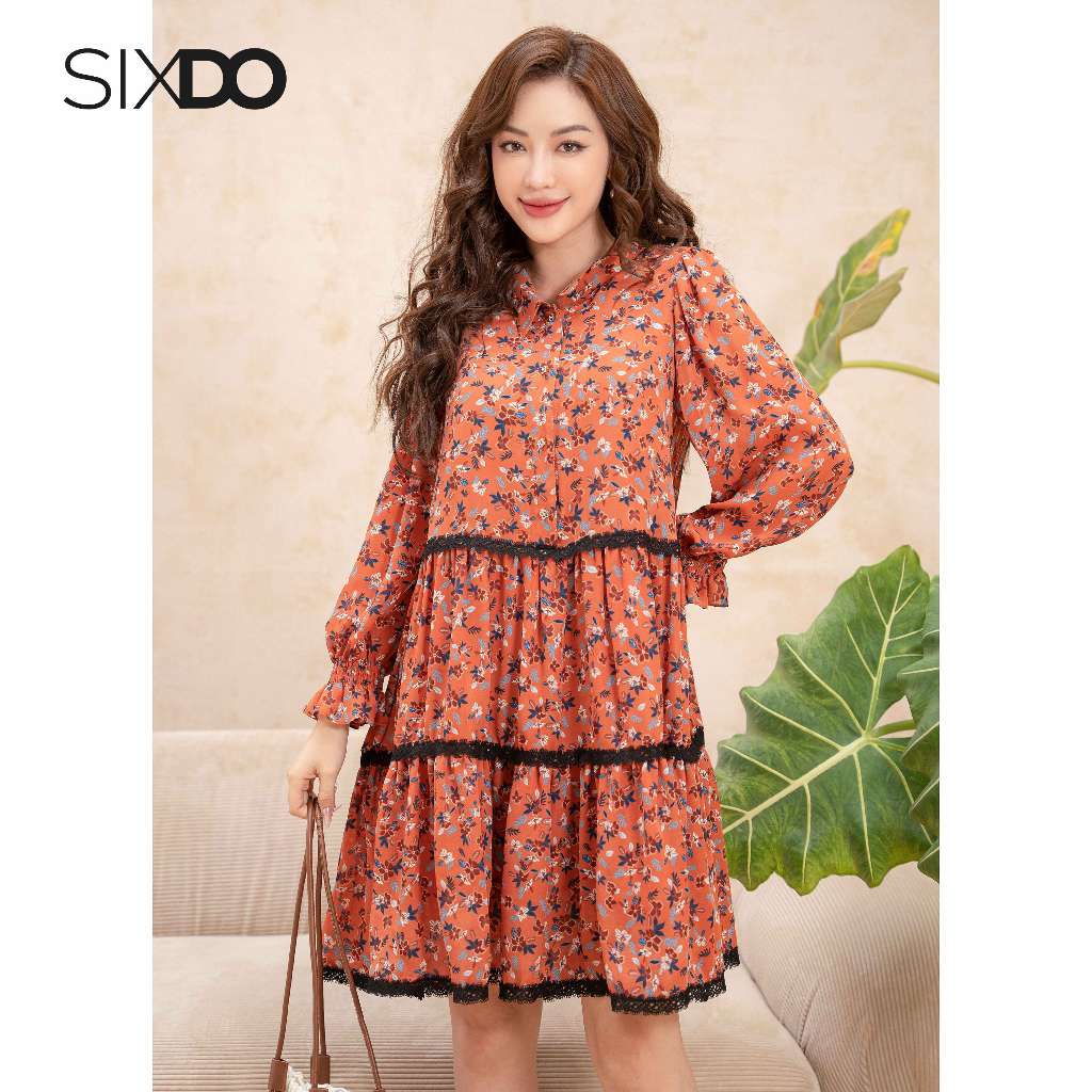 Đầm hoa babydoll SIXDO (Floral Midi Woven Dress)