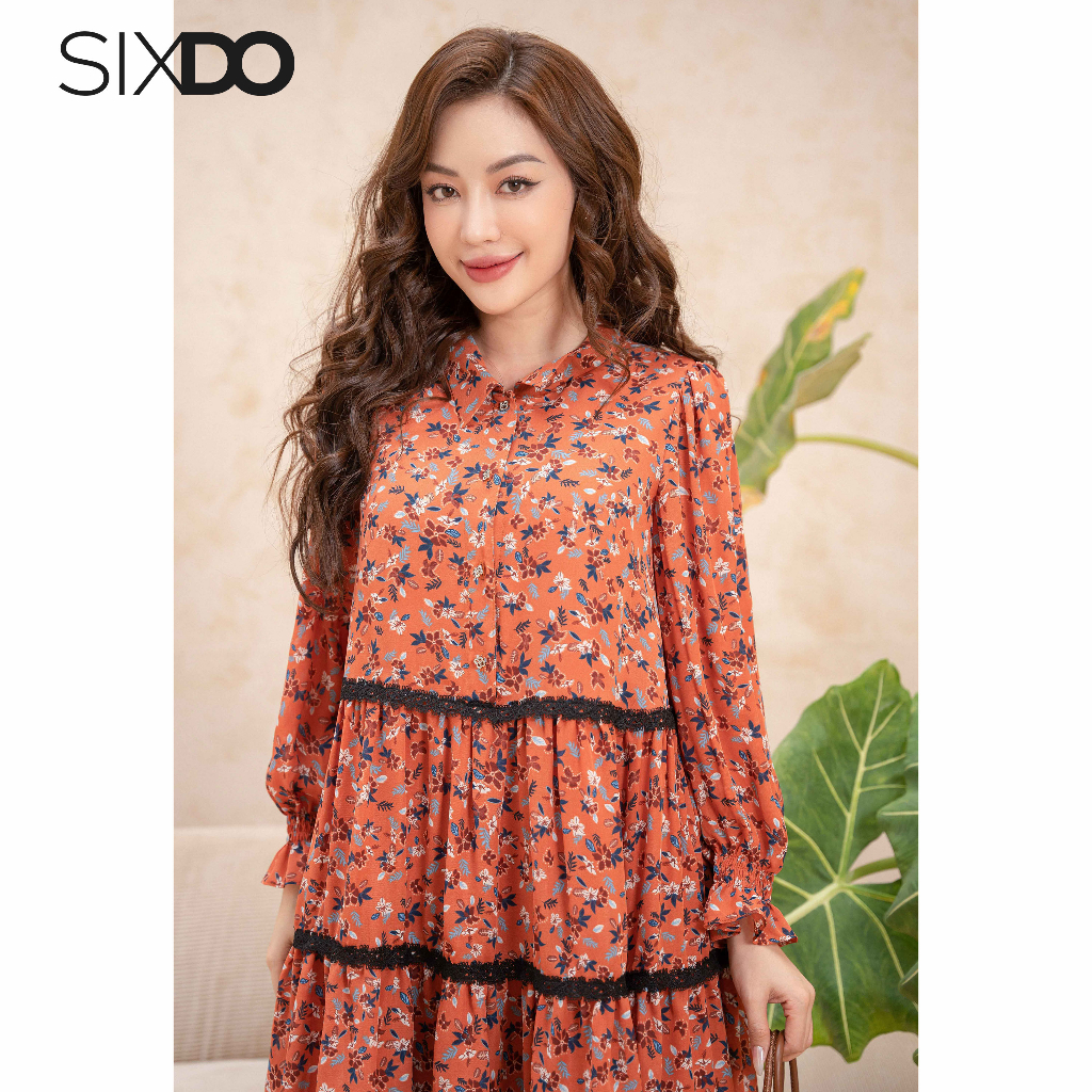 Đầm hoa babydoll SIXDO (Floral Midi Woven Dress)