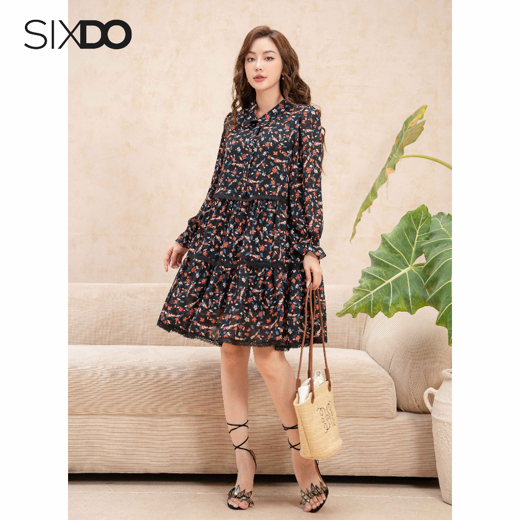 Đầm hoa babydoll SIXDO (Floral Midi Woven Dress)