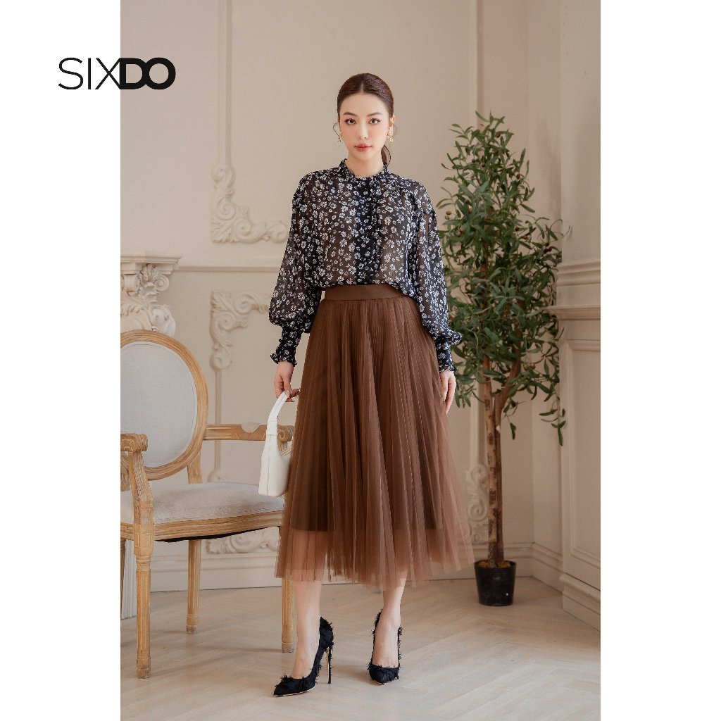 Áo sơ mi voan chấm bi SIXDO (Long Sleeves Voile Shirt)