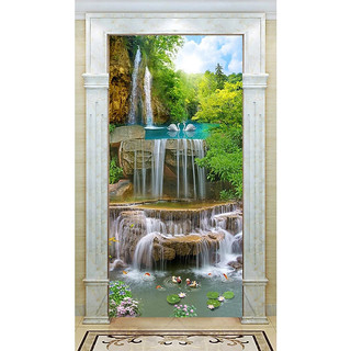 Tranh dán tường thác nước 3d trang trí decor phòng khách có sẵn keo dễ dán