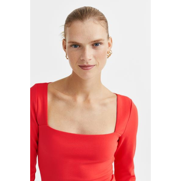 Đầm Midi HM màu cam made in Cambo xuất dư xịn dài qua gối