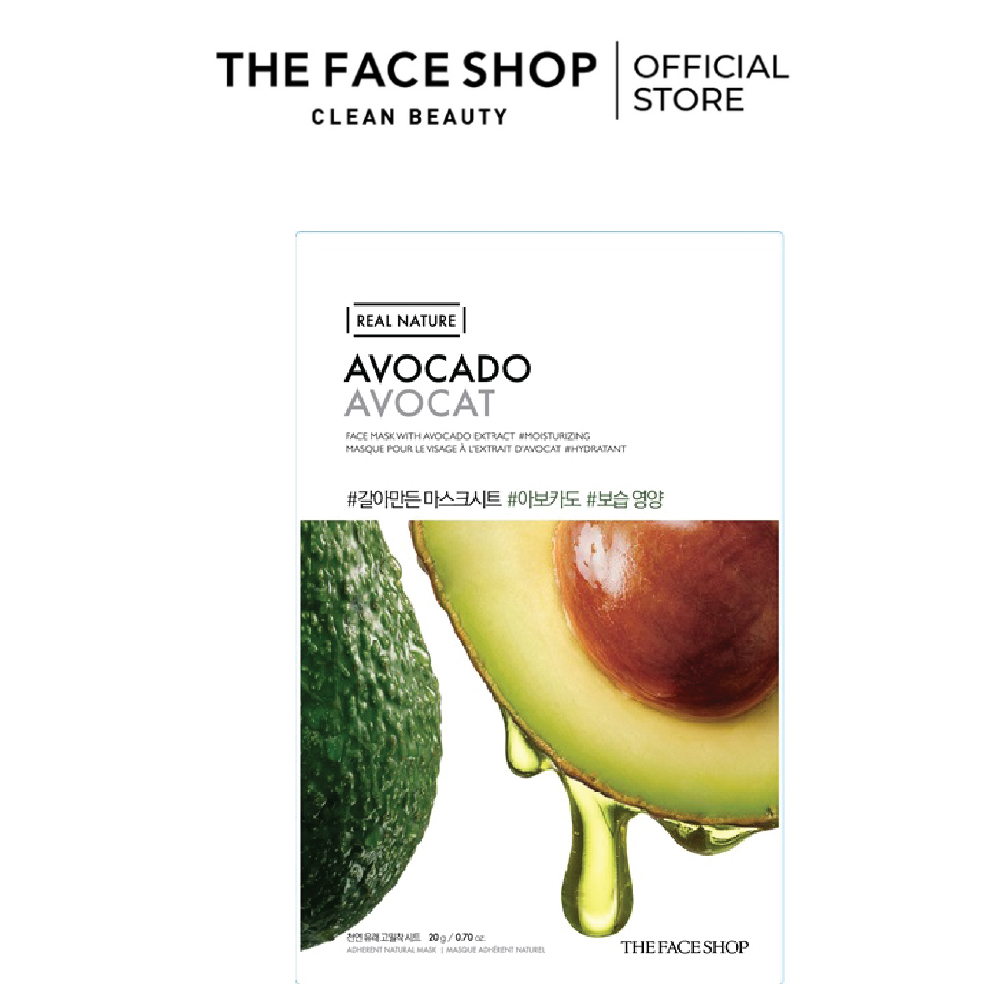 Mặt Nạ Giấy Phục Hồi Ẩm Tối Ưu THE FACE SHOP Real Nature Avocado 20G