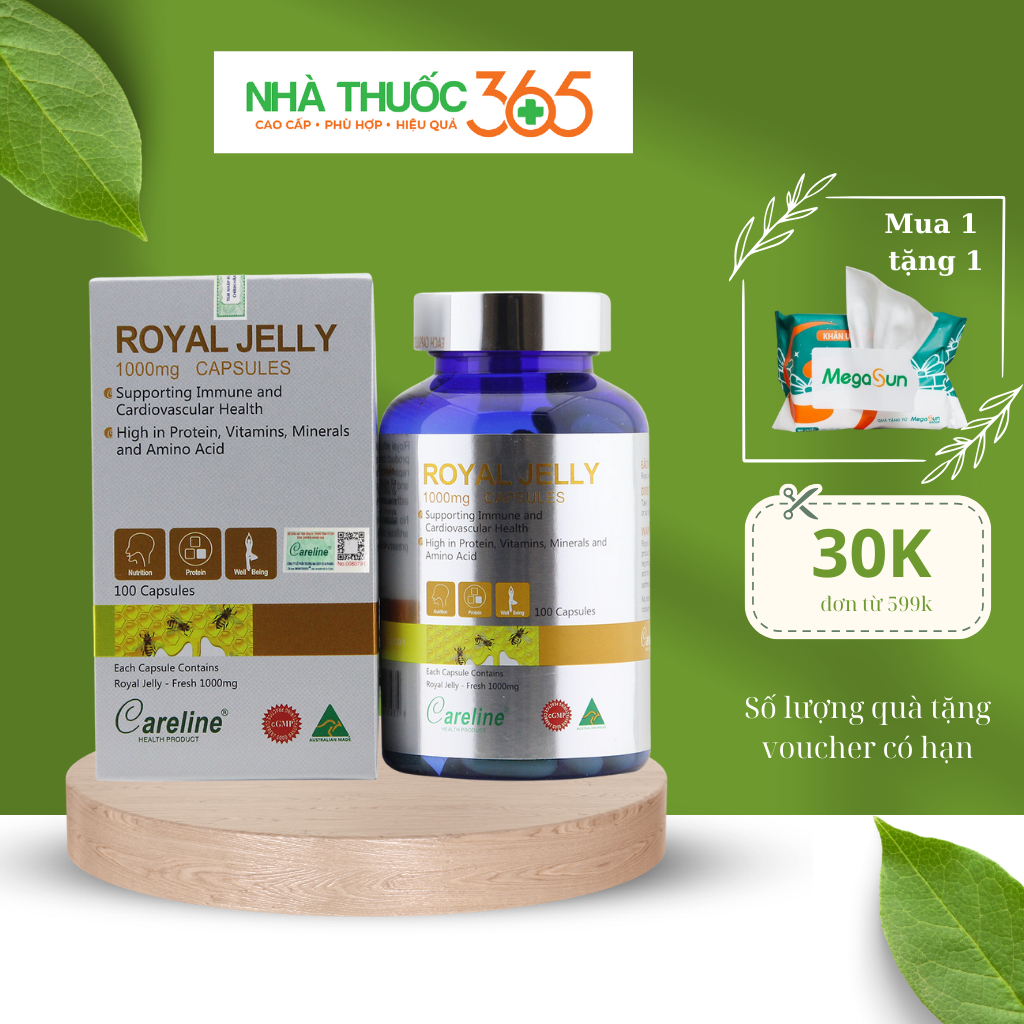 Viên Uống Sữa Ong Chúa Careline Royal Jelly Bồi Bổ Sức Khoẻ, Giữ Gìn Tuổi Thanh Xuân - 100 Viên