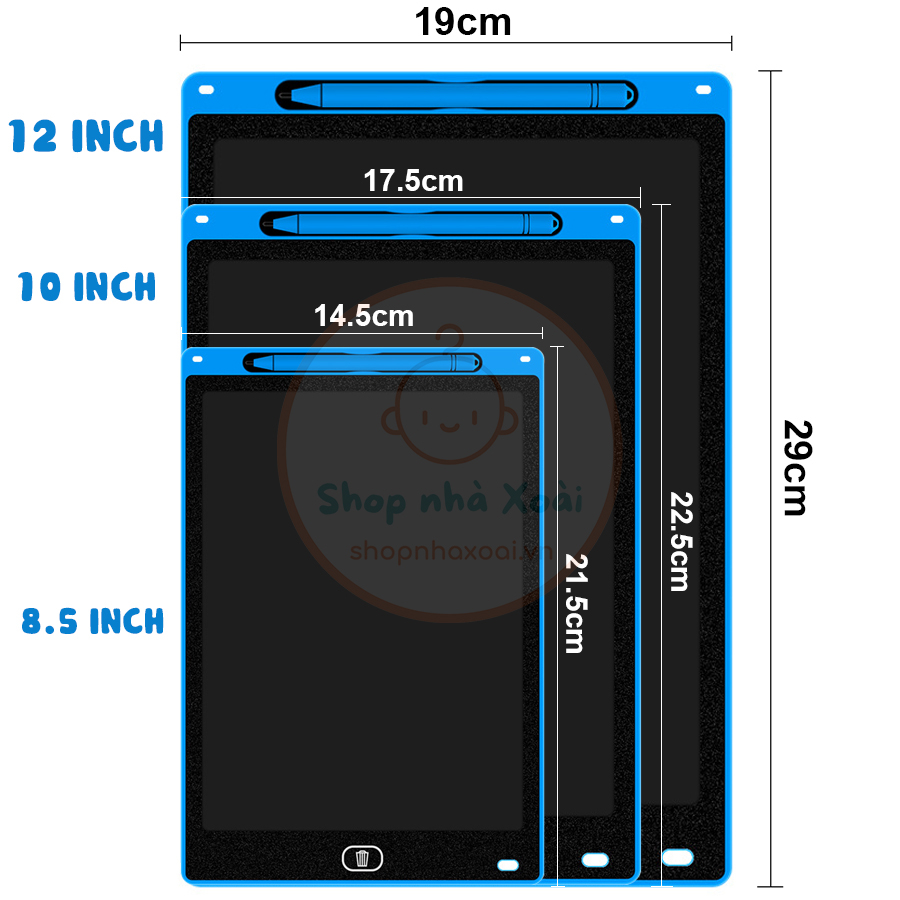 Bảng tự xoá thông minh cho bé, Bảng viết điện tử 12inch, 10inch, 8.5inch Màn hình đa sắc, Bảng vẽ điện tử Shop Nhà Xoài