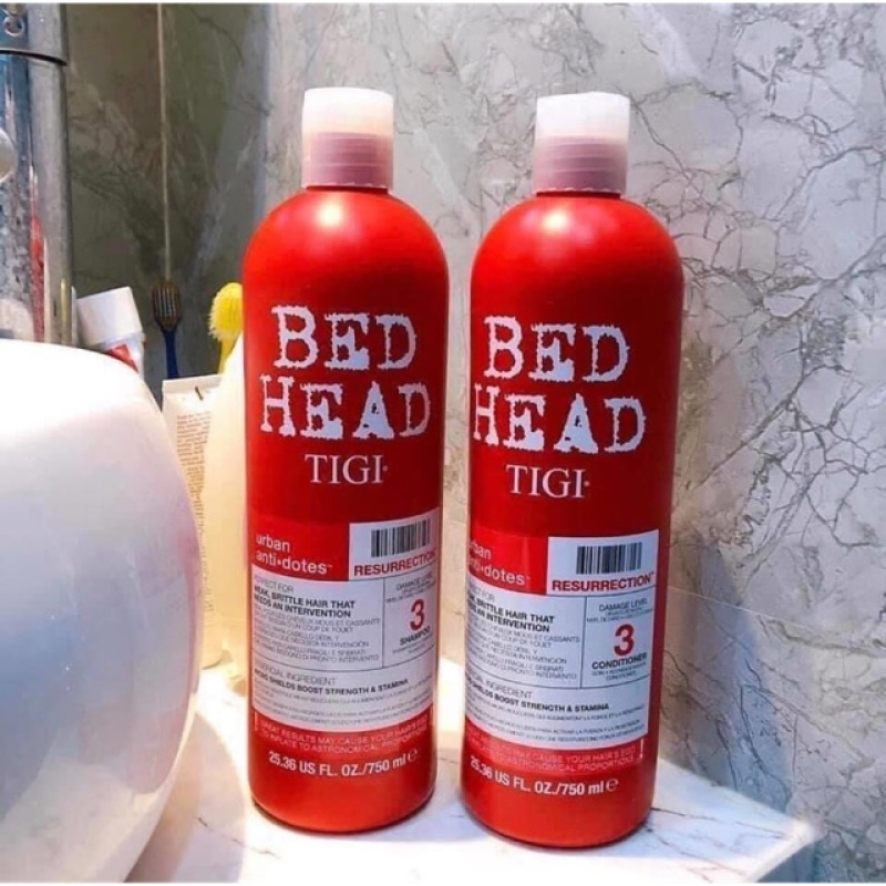 Cặp Dầu Gội Xả TIGI BED HEAD đỏ 750ML - Phục Hồi Tóc Khô Xơ, Hư Tổn, Giảm Gãy Rụng Tóc.