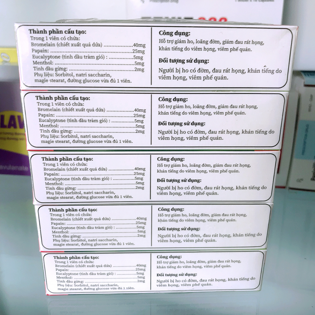 Viên ngậm giảm ho, rát họng LYSOPEN GOL vị bạc hà