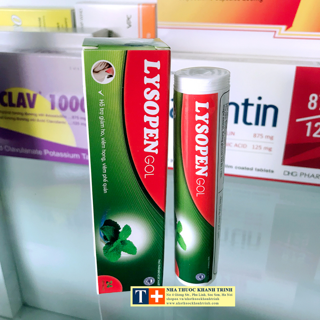 Viên ngậm giảm ho, rát họng LYSOPEN GOL vị bạc hà