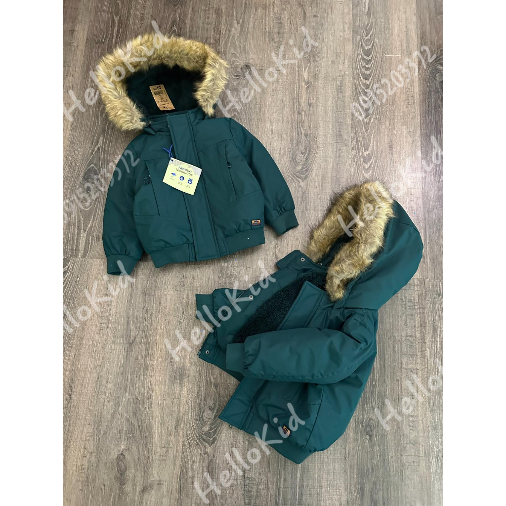 Áo khoác parka xanh lục tape cho bé
