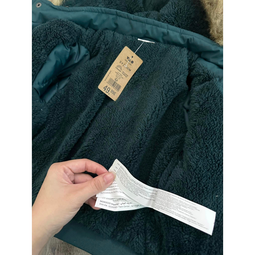 Áo khoác parka xanh lục tape cho bé