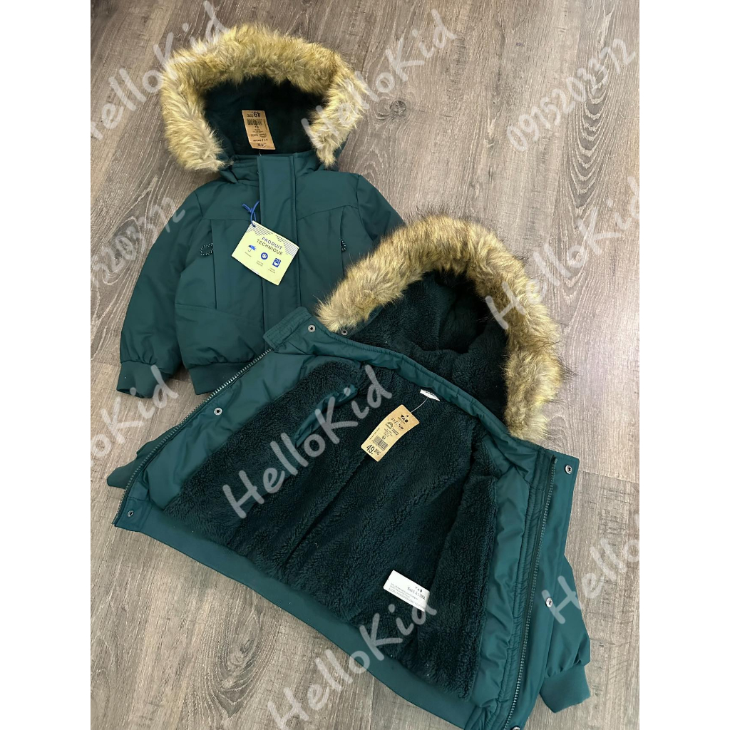 Áo khoác parka xanh lục tape cho bé