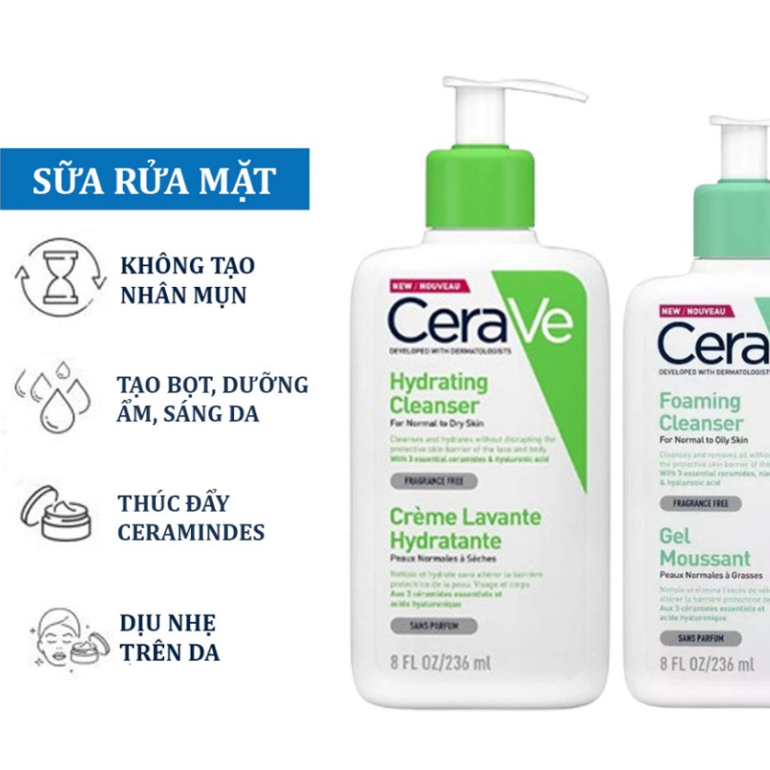 Sữa rửa mặt cerave giúp làm sạch da và loại bỏ bụi bẩn dành cho da dầu và da nhạy cảm dung tích 236ml [Chính Hãng 100%] | BigBuy360 - bigbuy360.vn