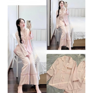 Bộ pyjama dài hồng trơn xinh