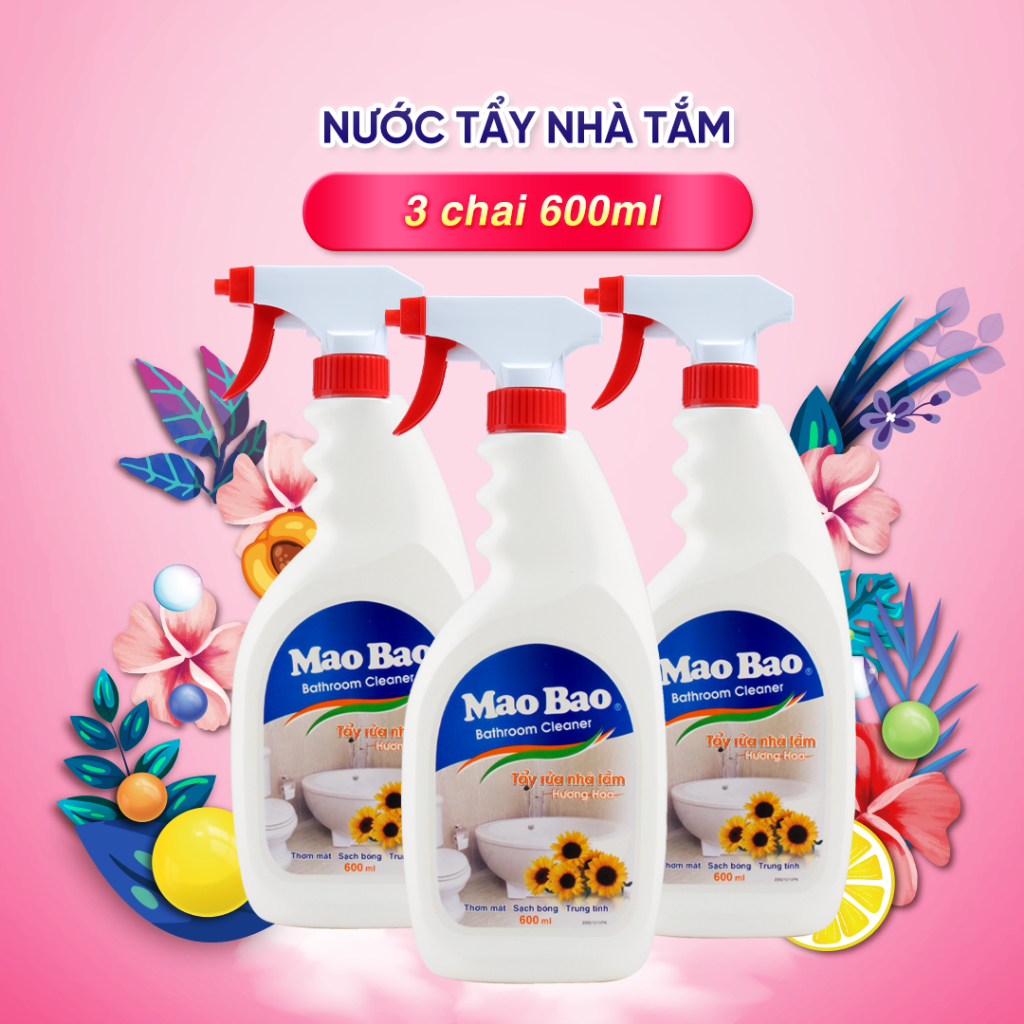 Combo 3 Chai Nước Tẩy Nhà Tắm Mao Bao 600ml