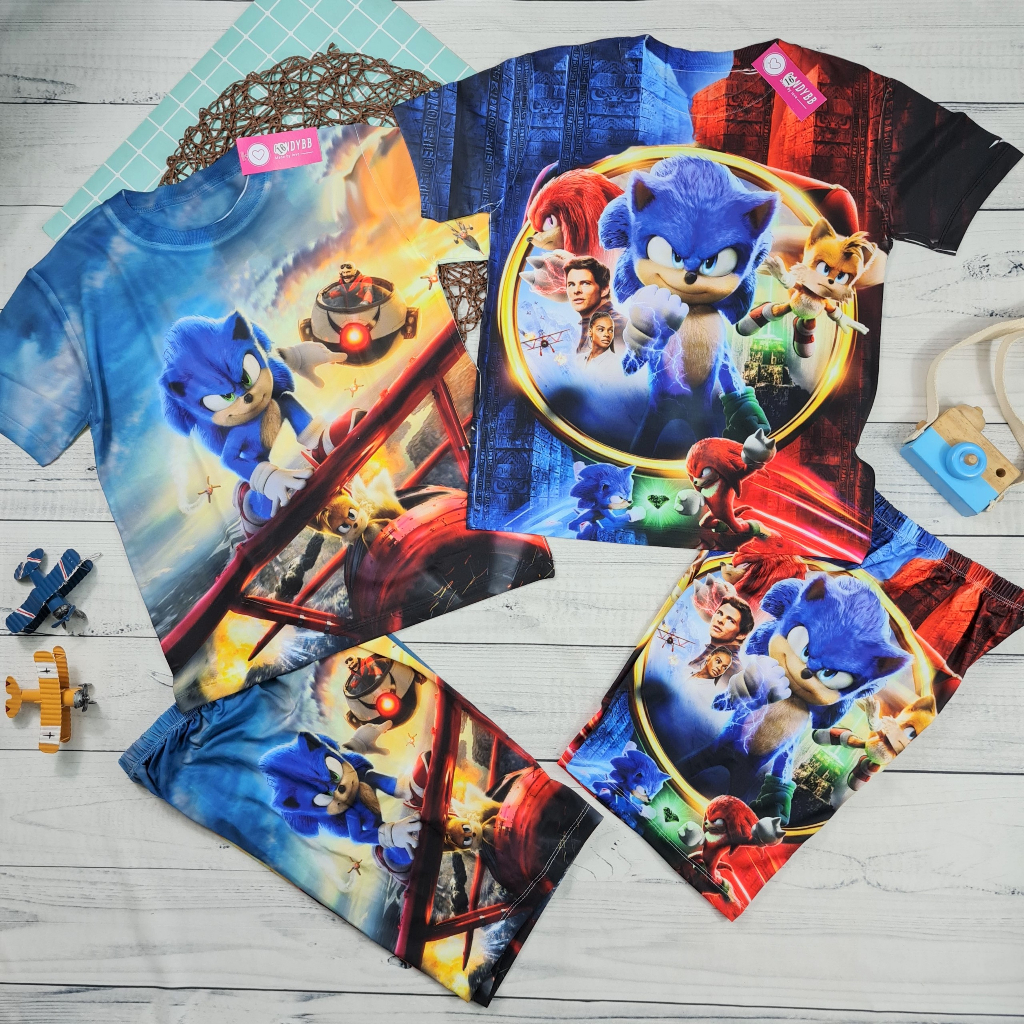 Đồ Bộ thun in hoạt hình Sonic cho bé trai chất vải mềm mịn cực ngầu từ 10kg - 58kg