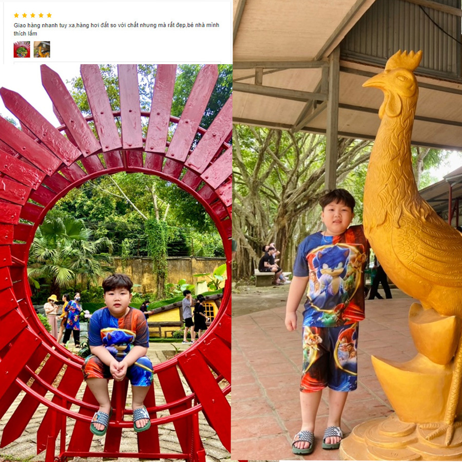 Đồ Bộ thun in hoạt hình Sonic cho bé trai chất vải mềm mịn cực ngầu từ 10kg - 58kg