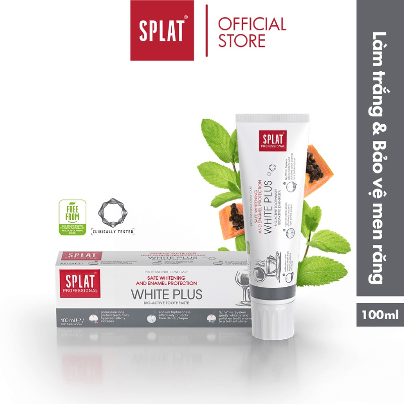 [Livestream] Combo 3 tuýp kem đánh răng SPLAT White Plus loại bỏ ố vàng làm sáng men răng 100ml