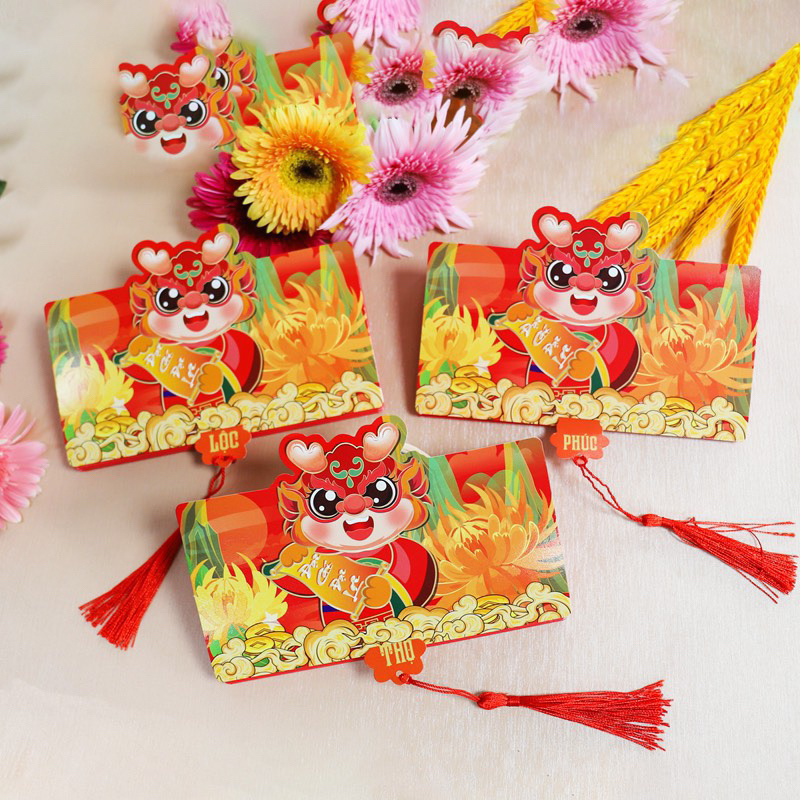 Lì Xì Mẫu Mới Độc Đáo Hot Trend, Nằm Ngang, Kéo Dài, Nhiều Ngăn