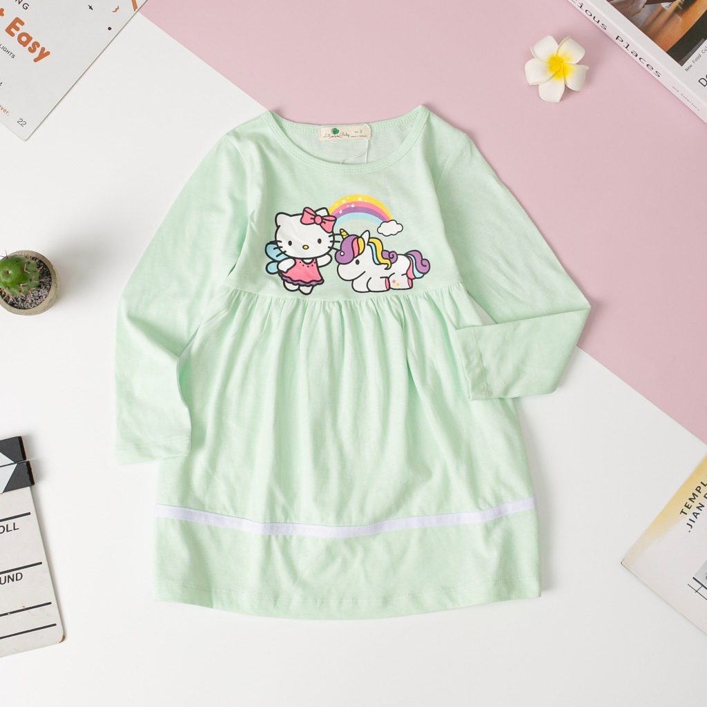 Váy dài tay thu đông bé gái LITIBABY cute Size 2-12T