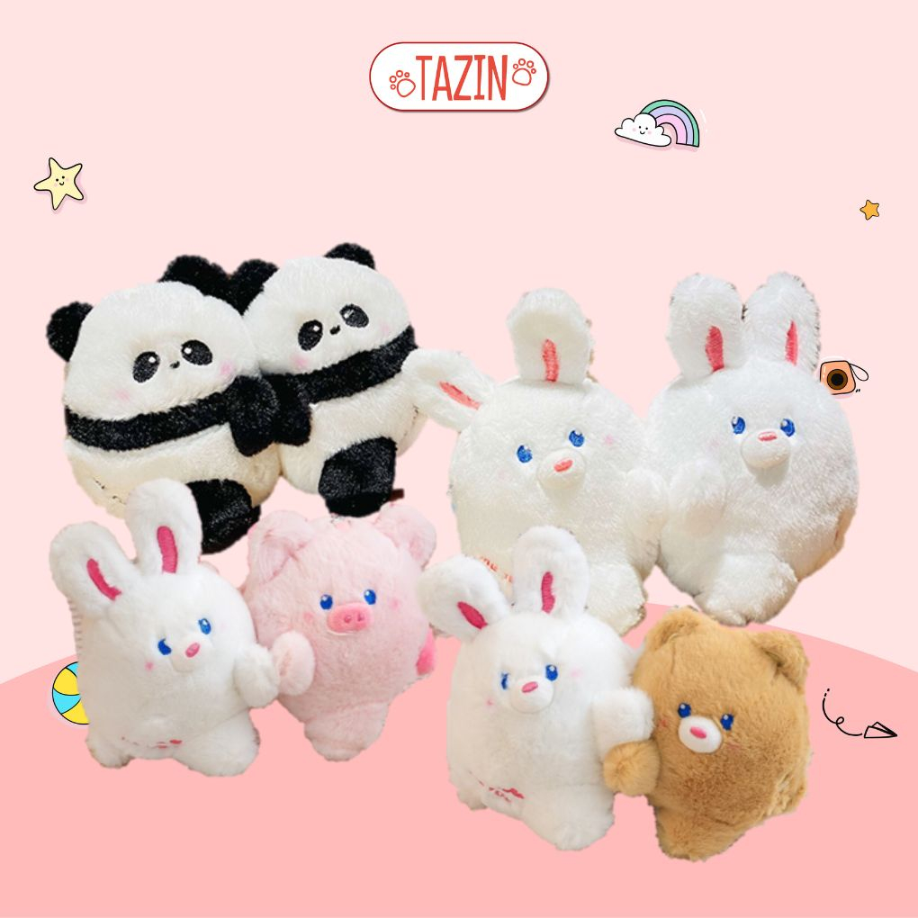 Móc Khóa Nam Châm Đôi Mini, Móc Khóa Gấu Bông Cặp Từ Tính TAZIN Siêu Cute Cho Cặp Đôi Bạn Thân Dùng Treo Balo Cặp Xách