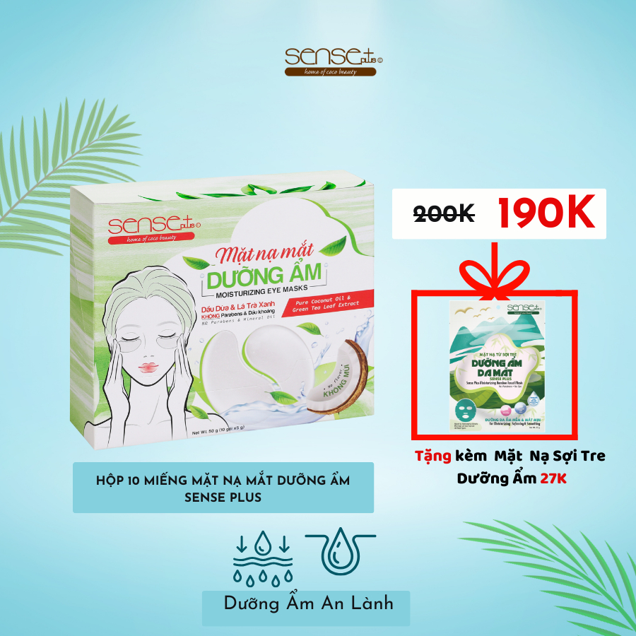 HỘP MẶT NẠ MẮT DƯỠNG ẨM SENSE PLUS + TẶNG MẶT NẠ SỢI TRE DƯỠNG ẤM
