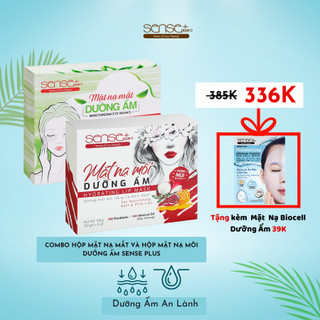 Combo hộp mặt nạ mắt và hộp mắt nạ môi dưỡng ẩm sense plus + tặng mặt nạ biocell dưỡng ẩm