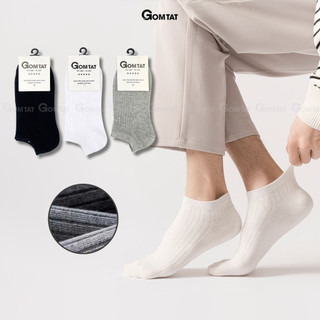 Vớ cổ ngắn nam GOMTAT hoạ tiết gân chìm, chất liệu cotton êm mềm mịn mát, thấm hút mồ hôi  -FIVE-TAY10-NGAN-1DOI