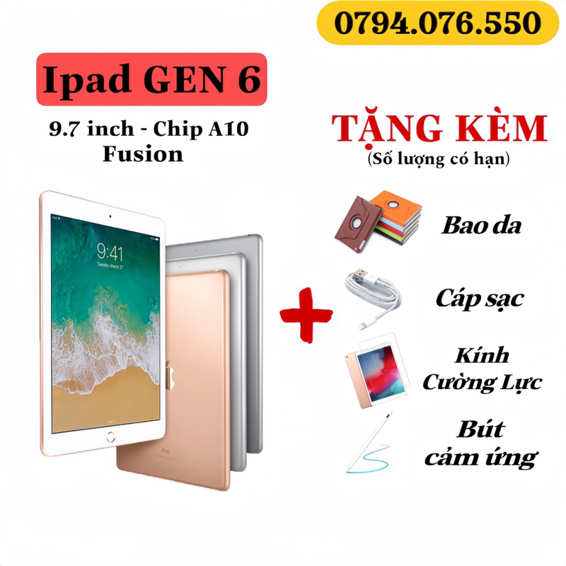 Máy tính bảng Pad GEN 6 màn hình 9.7inch - Bảo hành 6 tháng, hỗ trợ đổi trả 7 ngày