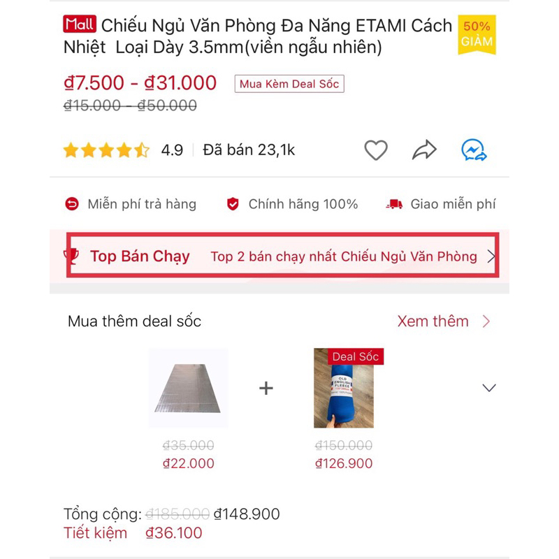 Chiếu Ngủ Văn Phòng Đa Năng ETAMI Cách Nhiệt  Loại Dày 3.5mm(viền ngẫu nhiên)